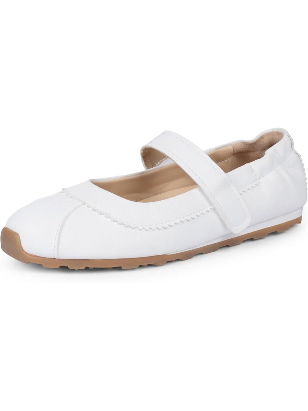 🆕Women's All White Mary Jane Ballet Flats Walking Sneaker Dress Shoes